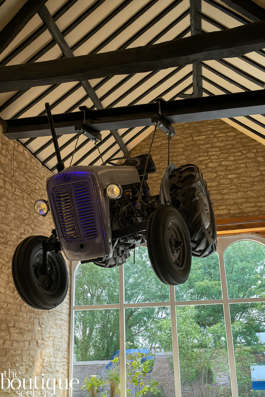 The Farmers Dog Tractor hanging from the celling